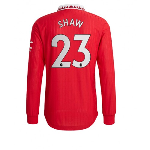 Fotbalové Dres Manchester United Luke Shaw #23 Domácí 2022-23 Dlouhý Rukáv